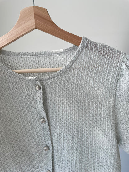 2-Way Elegant Textured Snowflake Cardigan(Greyish Mint)