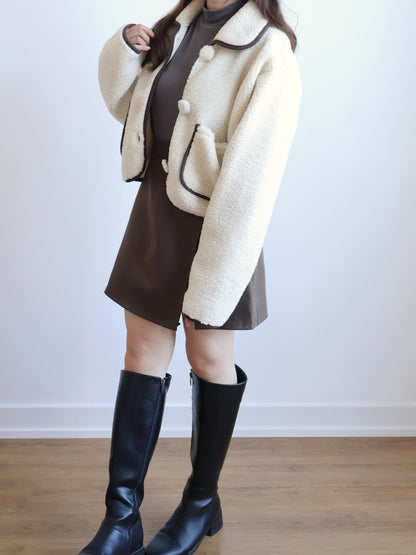 Teddy Bear Coat(IvoryxBrown)