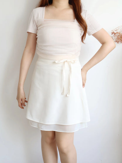 Ethereal Square-Neck Sheer Cooling Top(Peach)