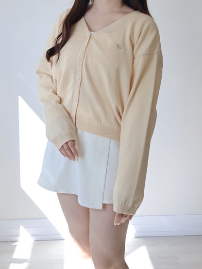 Premium Italy Cotton🇮🇹 Silver Badge Cardigan(Light Yellow)
