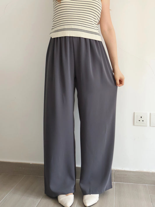 [Wrinkle-Free] -5KG Air-Flow Wide-Straight Slacks(Charcoal)