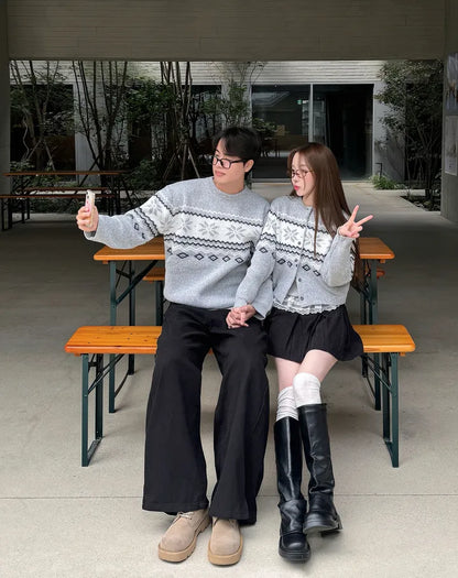 Nordic Snowflake Pattern Cardigan