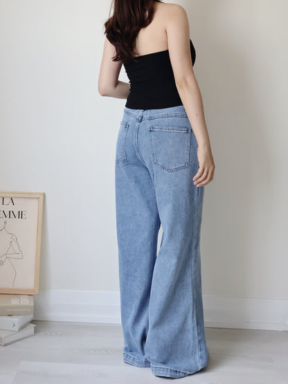 [S-2XL · 3 Lengths] Everyday Drape Tencel Blend Bootcut Denim Pants (Classic Blue)