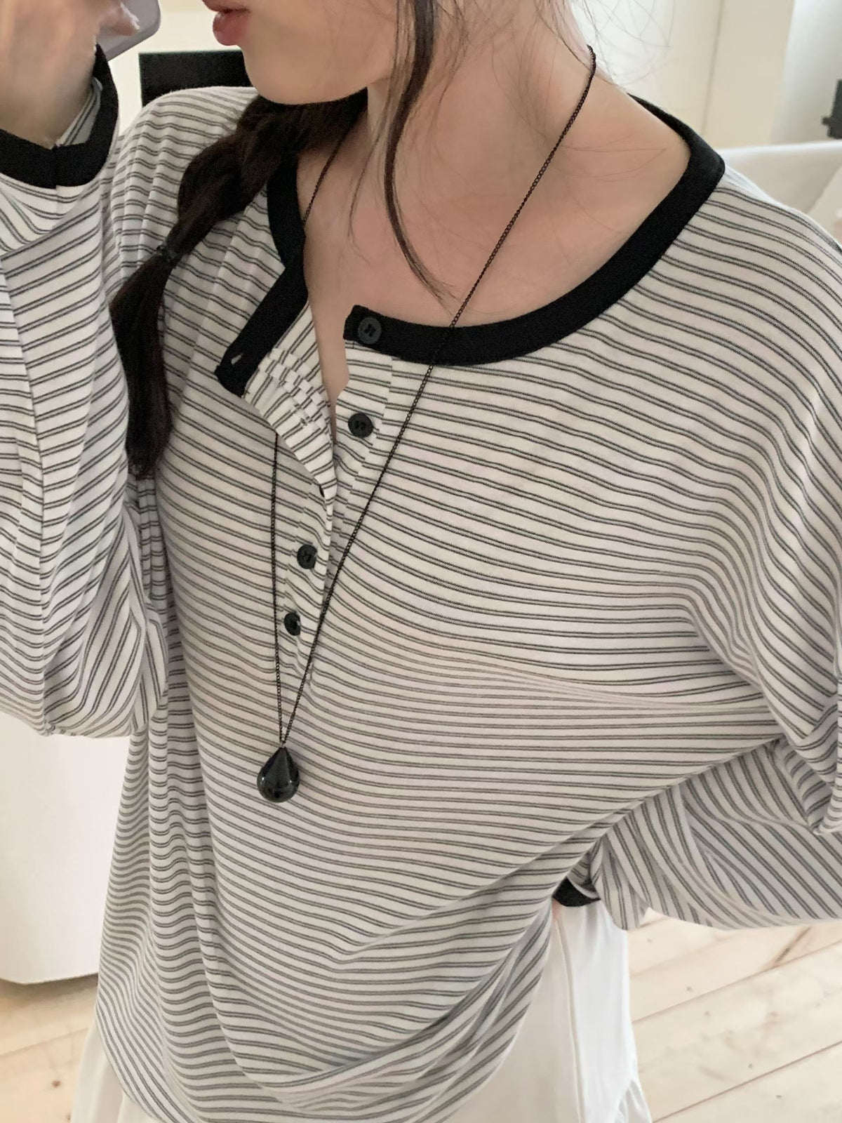 Henley Striped Top(3 colors)
