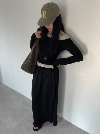 Boatneck Color-Block Layered Top(4 colors)