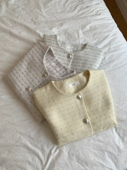 Pastel Horizontal Weave Tweed Jacket(3 colors)