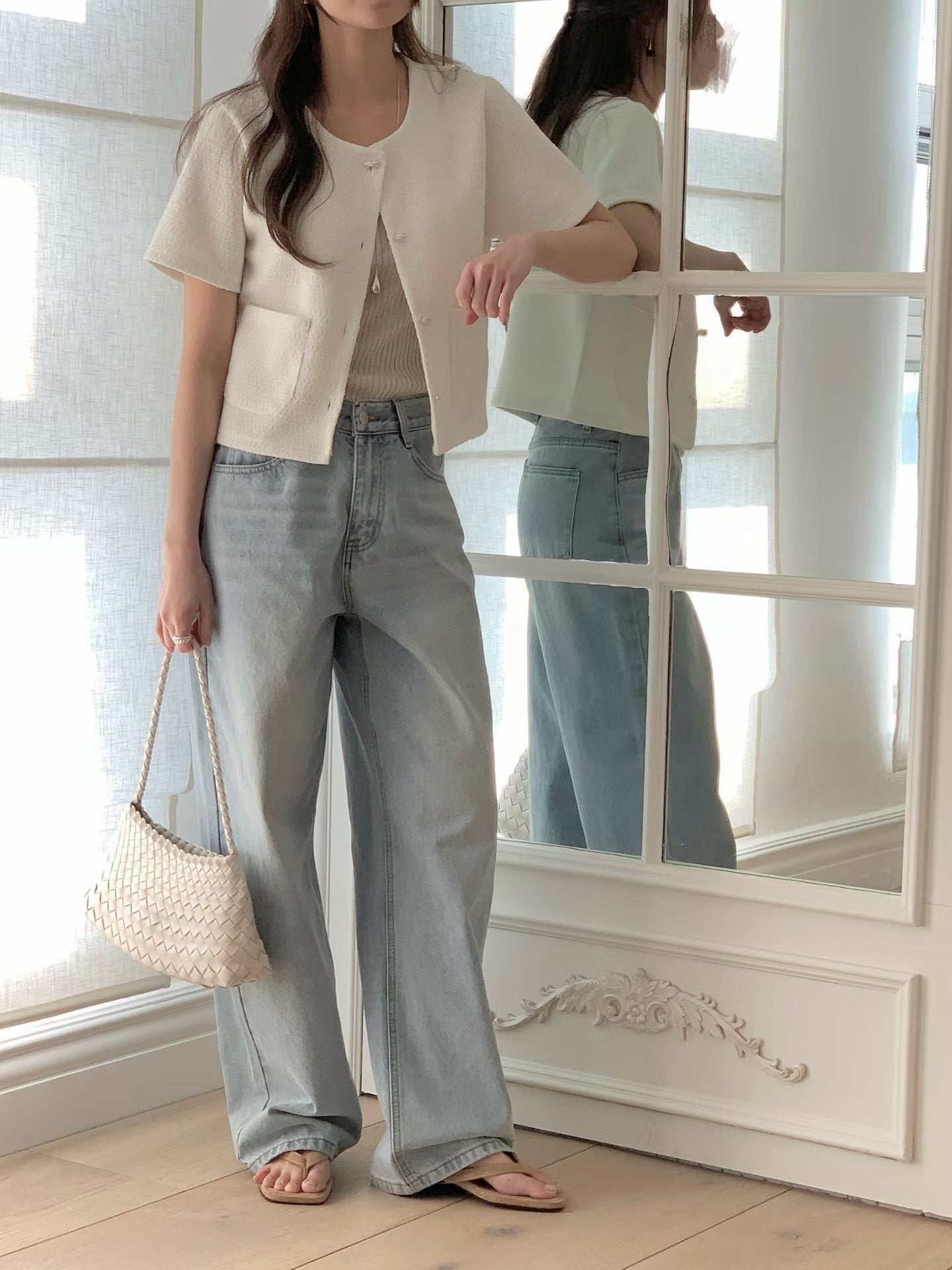Chic Bow Button Tweed Jacket(3 Colors)