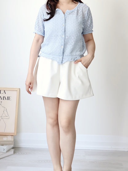 Holiday Vibe Diamond Openwork Knit Cardigan(Slyblue)