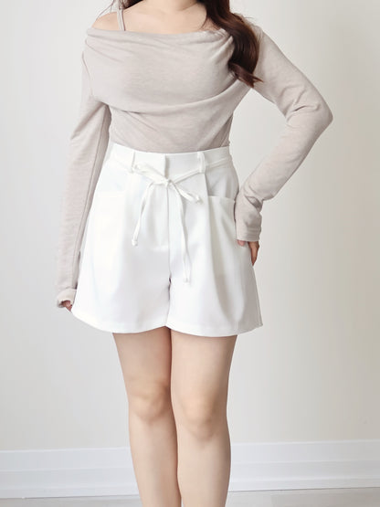 2-Way Silky Smooth Faxu Layered Top(Beige)