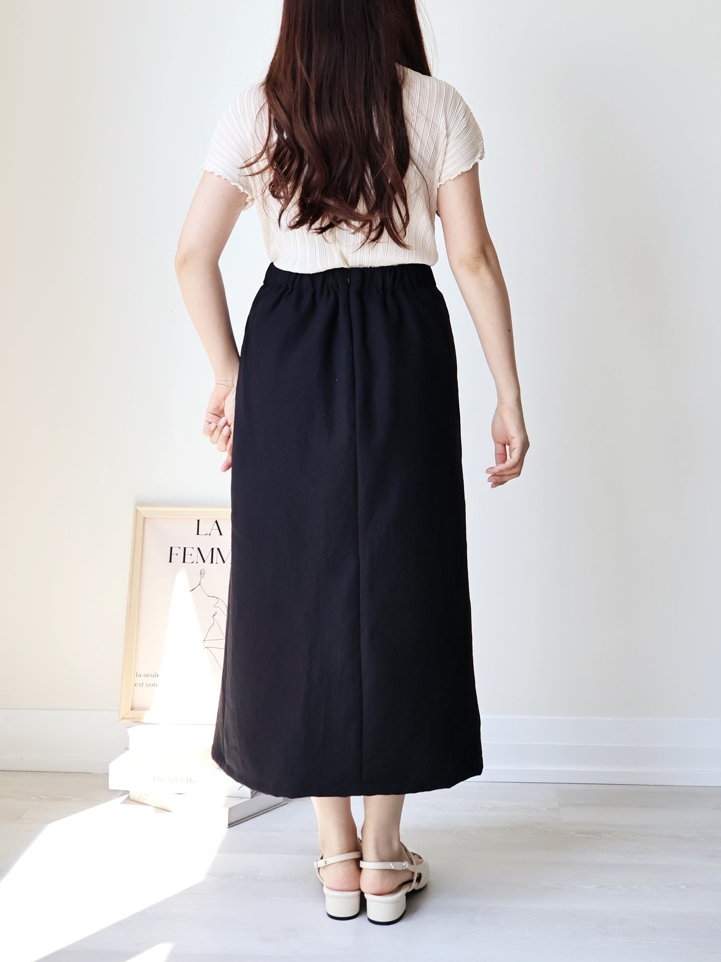 [Wrinkle-Free] Elegant Cool-Touch Vertical Pleat Top(Cream)