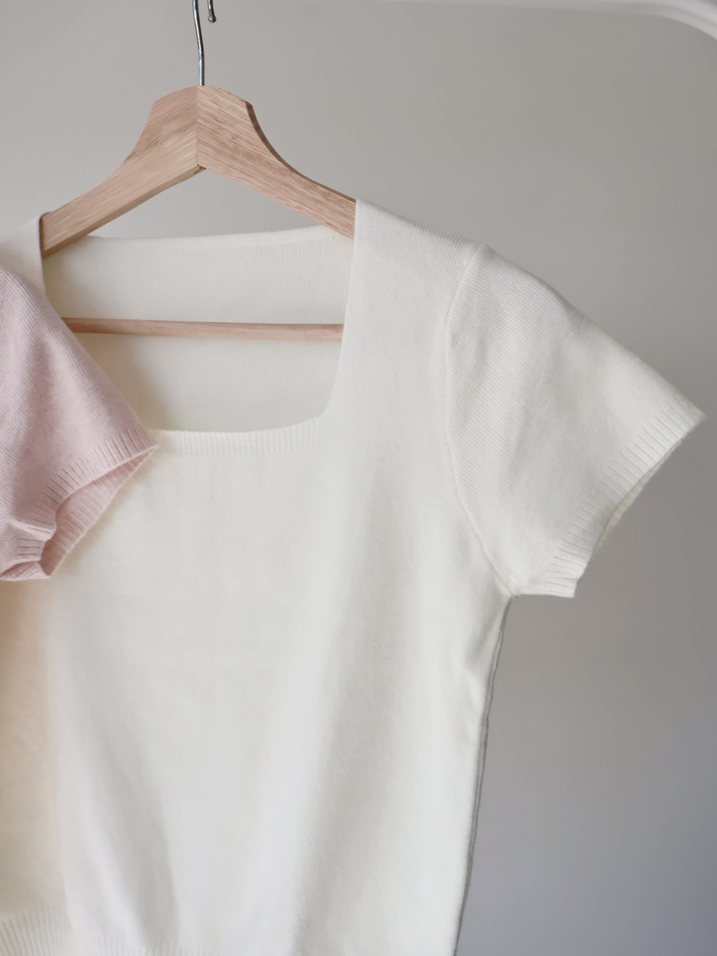 Cozy Marshmallow Square-Neck Knit Top(Ivory)