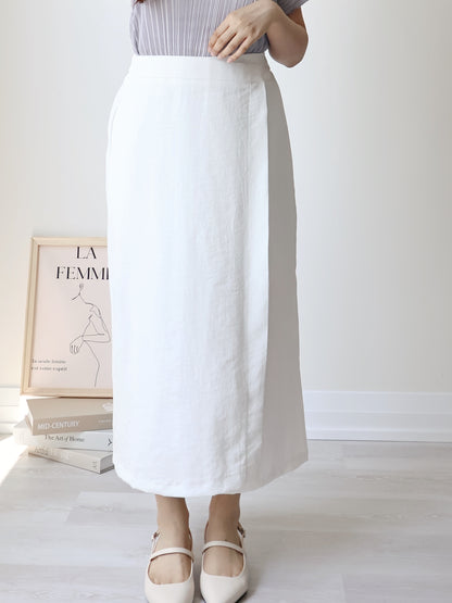 [Hip-Slimming✨] Minimalist Breathable Cotton-Linen H-Line Midi Skirt(Ivory)