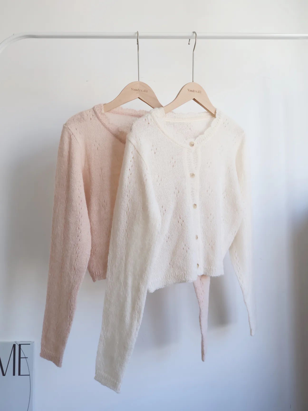 [25% WOOL] Sweet Lace Hollow-Out Cardigan(Cream)
