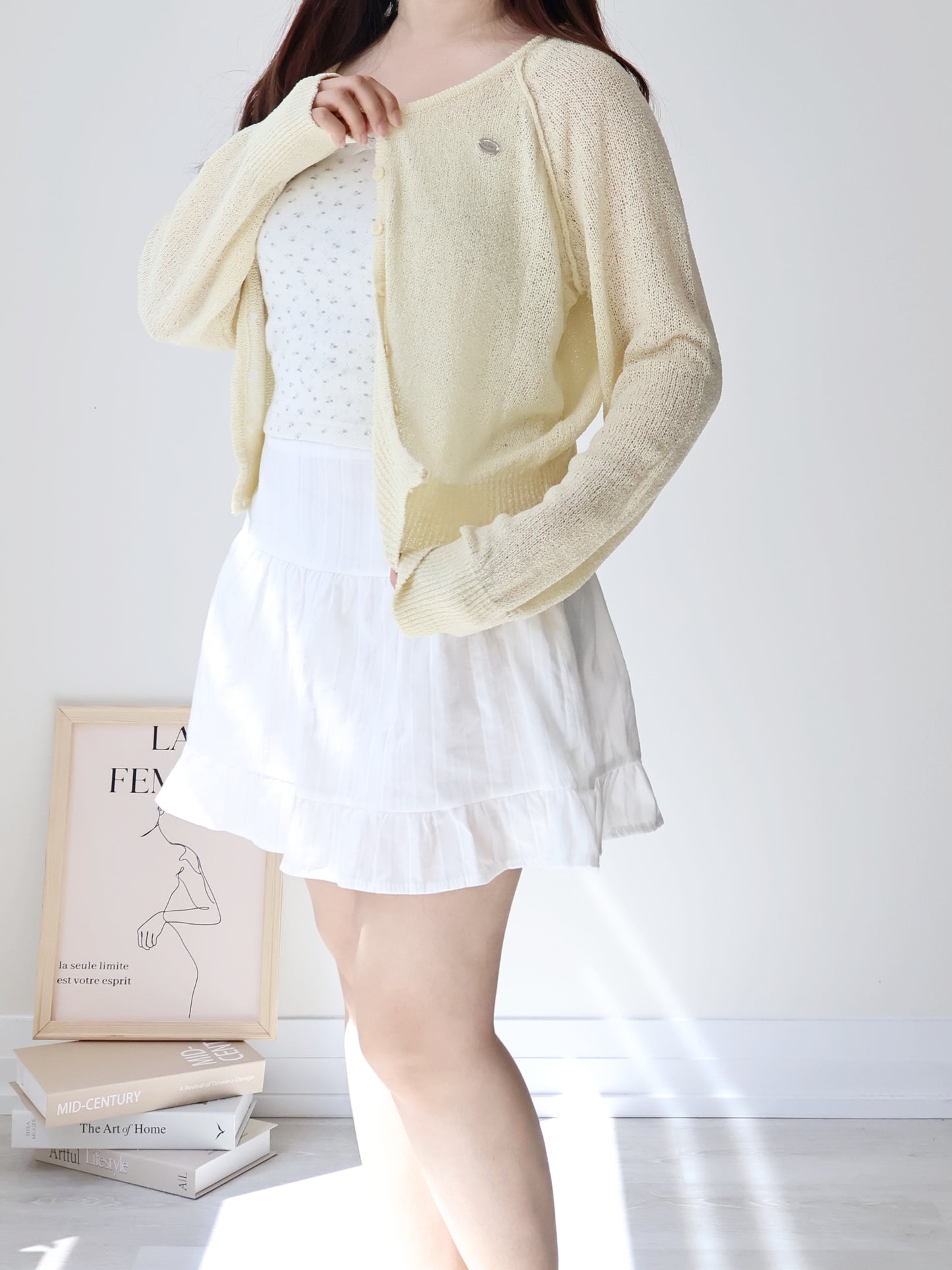 Pastel Pendant Lightweight Cool-Touch Knit Cardigan(Yellow)