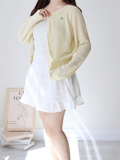 Pastel Pendant Lightweight Cool-Touch Knit Cardigan(Yellow)