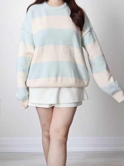 [10% FINE WOOL] Blueberry Yogurt Color-Block Sweater(3 colors)