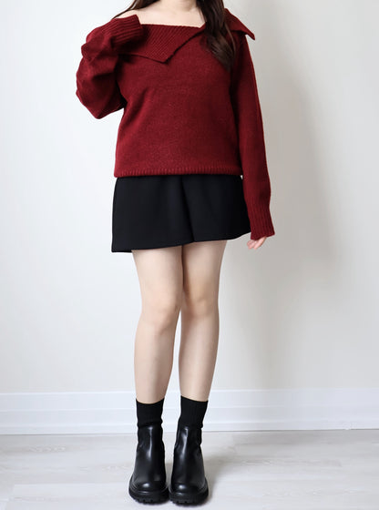 [2-WAYS] Elegant Off-shoulder Sweater(Wine)