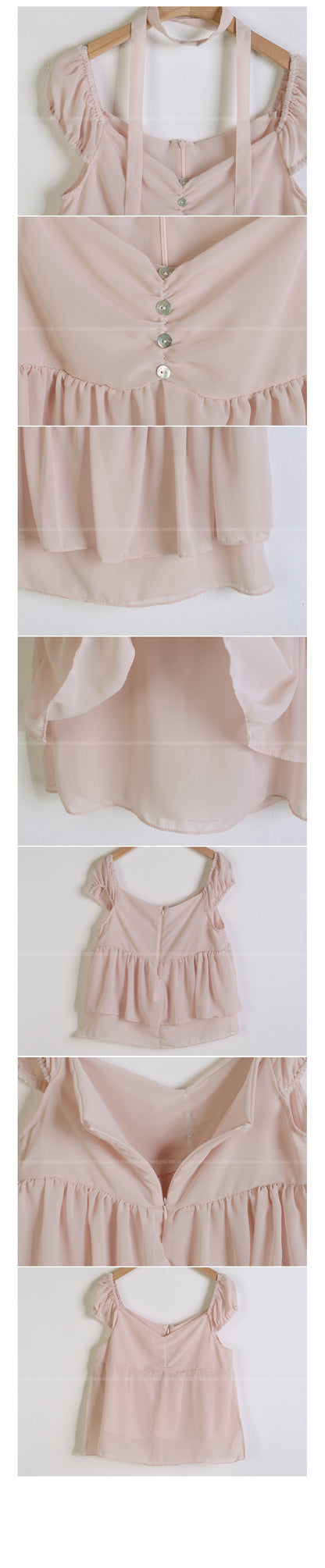 2-Way Flowy Tiered Puff-Sleeve Chiffon Blouse(3 Colors)