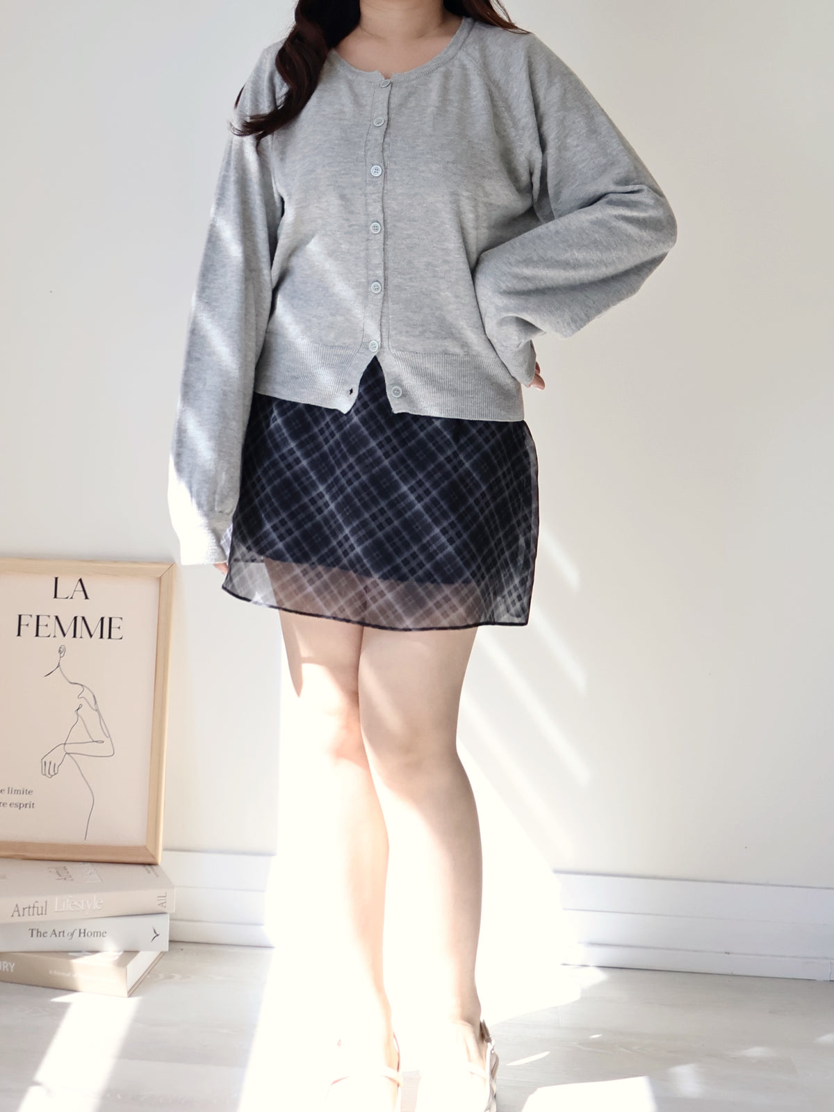 Premium Italian Cotton Soft-Touch Raglan Cardigan(Grey)