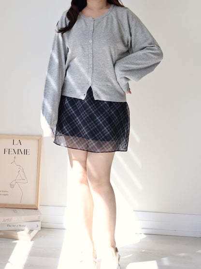 Premium Italian Cotton Soft-Touch Raglan Cardigan(Grey)