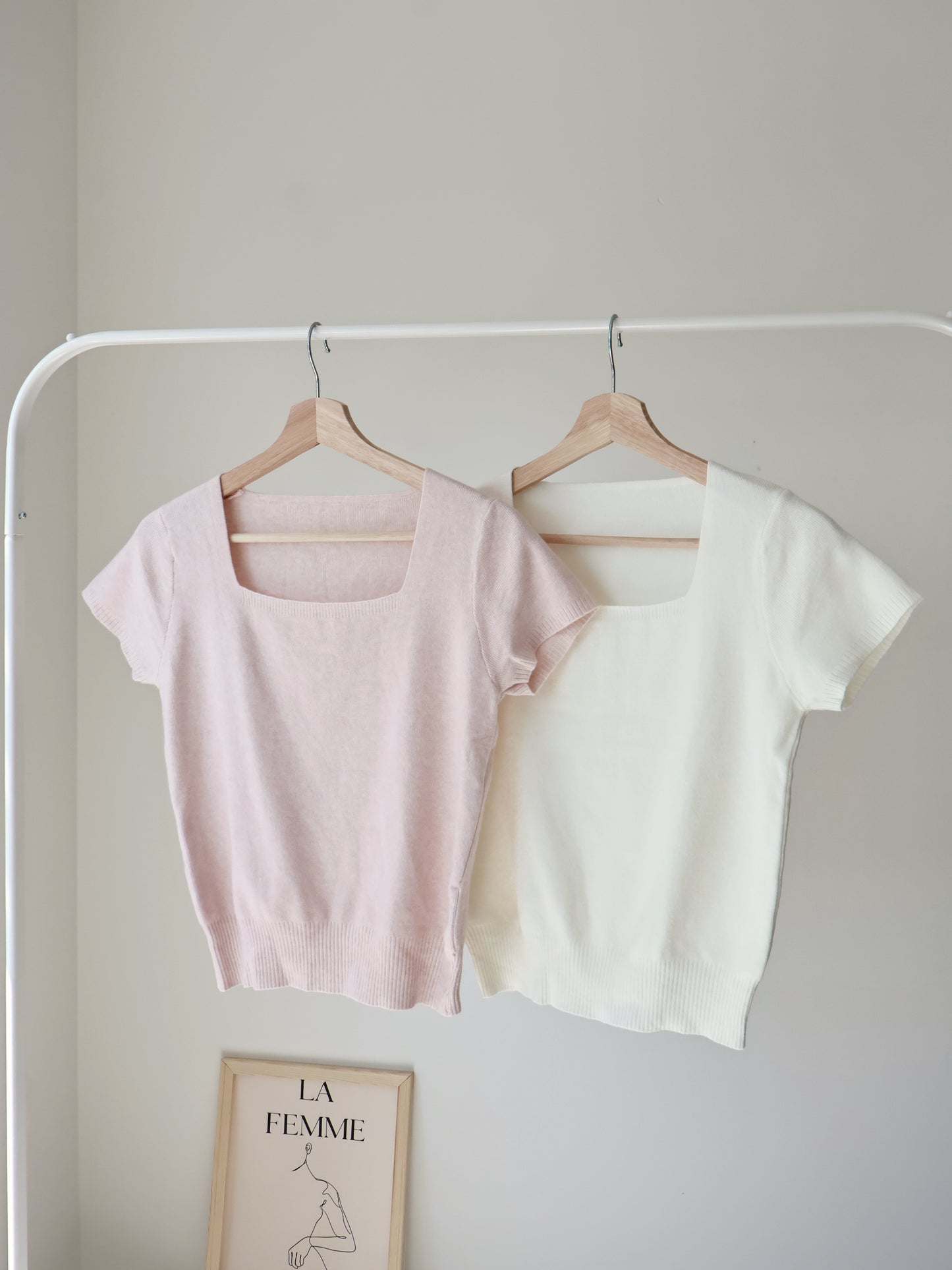Cozy Marshmallow Square-Neck Knit Top(Ivory)