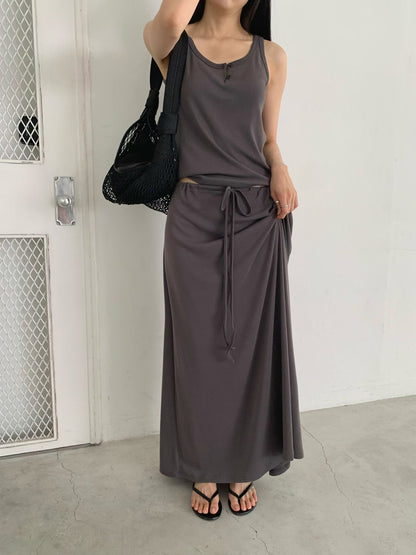Summer Daily Elastic String Flowy Maxi A-Line Skirt(4 colors)