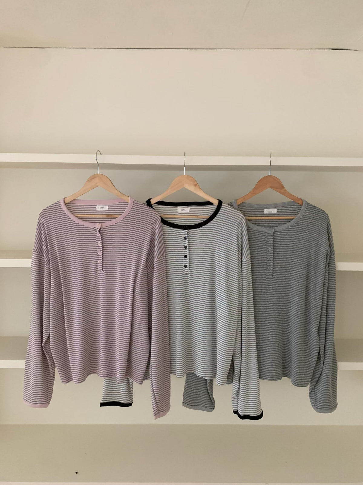 Henley Striped Top(3 colors)