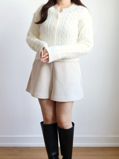 Romantic Cable Knit Cardigan(Ivory)