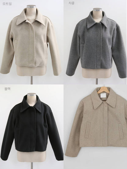 Sleek Zip-up Wool Coat