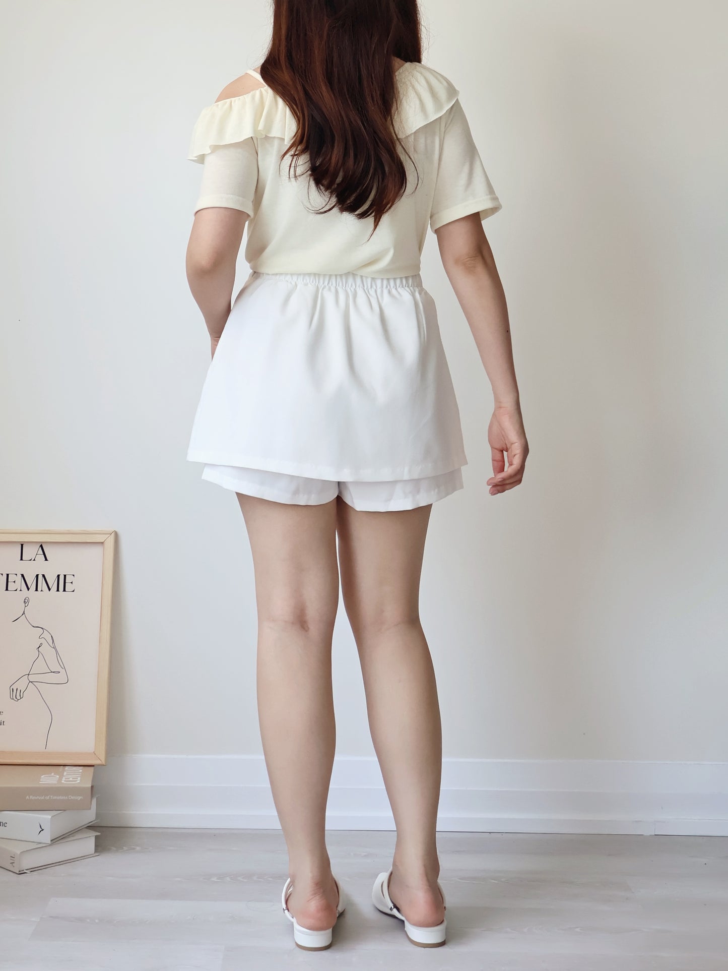 +5cm Leg-Elongating A-Line Tailored Skort(Ivory)