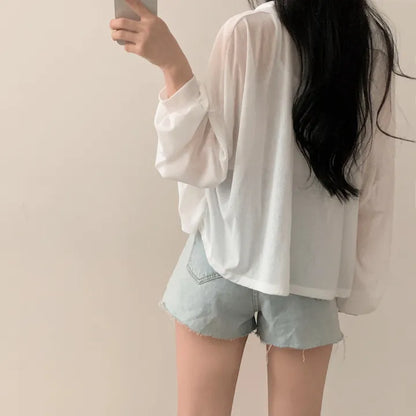 Morning Mist Sheer Layering Oversized Shirt(4 colors)