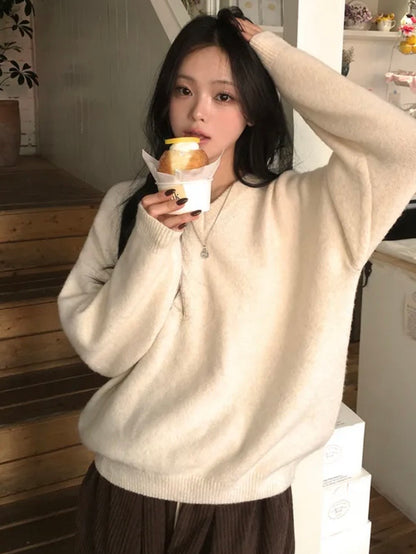 Lambswool Loose V-neck Sweater(9 colors)