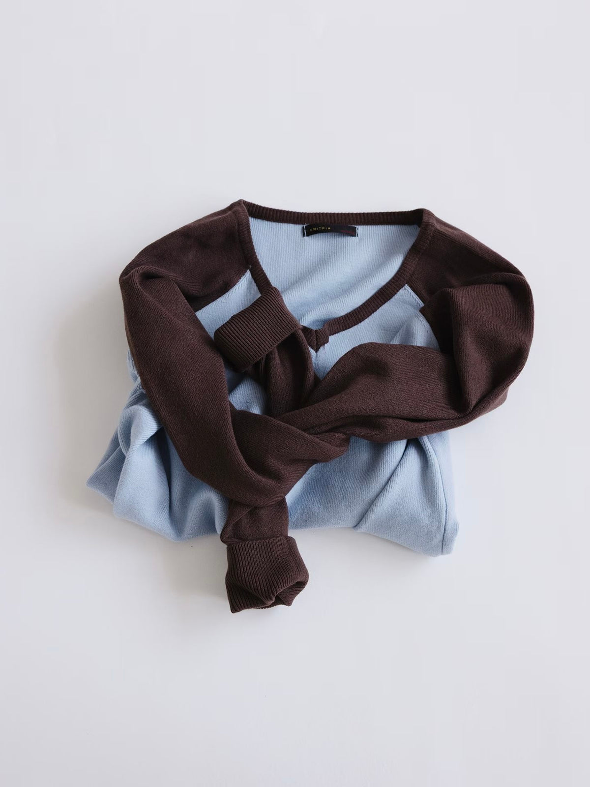 V-Neck Colourblock Dolman Knit Top(4 colors)
