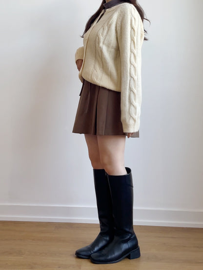 [10% WOOL] Danish Bread Twist Cardigan(Cream)