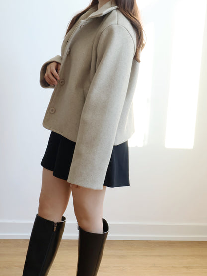 Wool-look Collar Button Coat