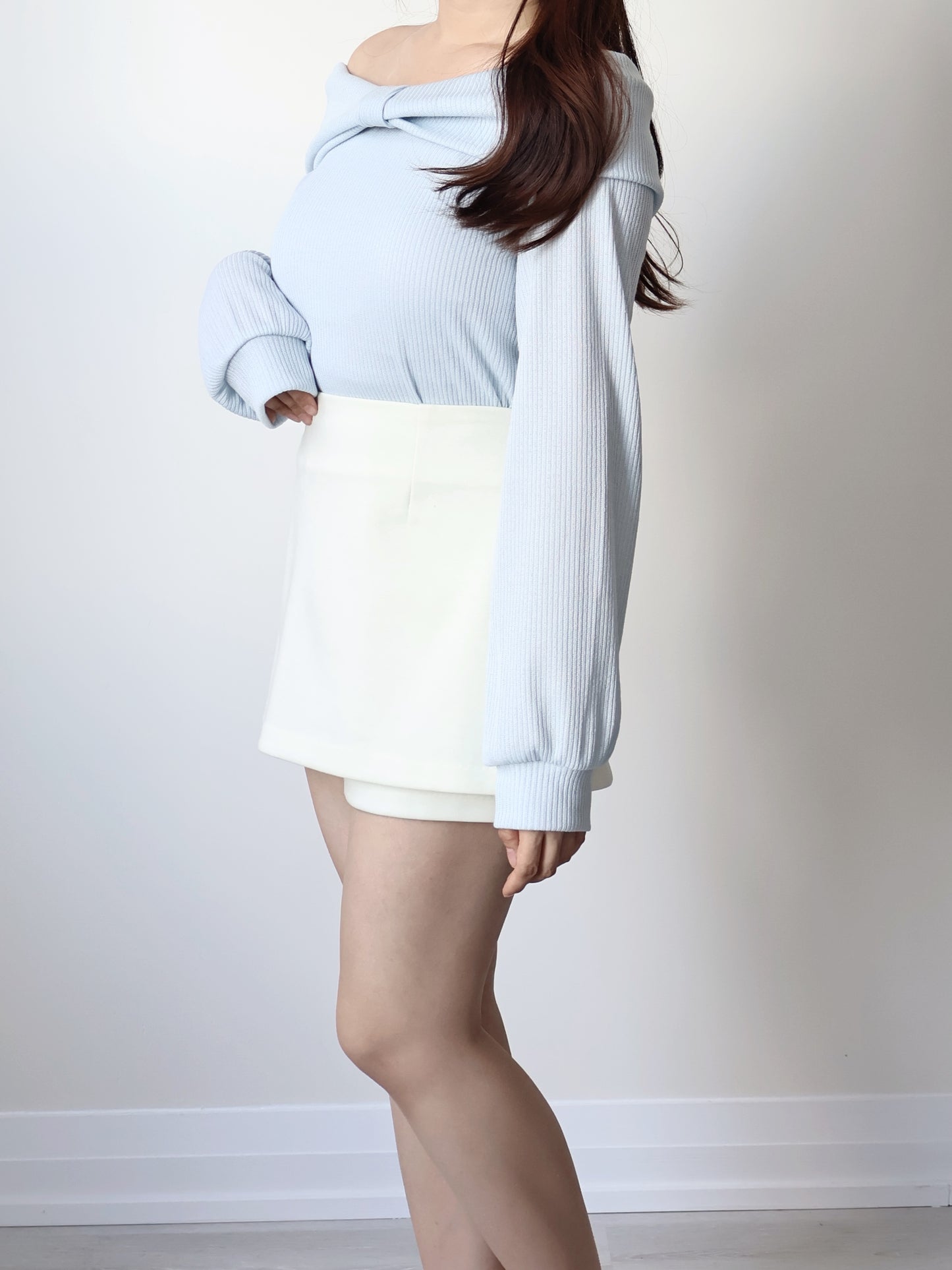 Wrinkle-Free Stretch Cotton A-Line Skort(Ivory)