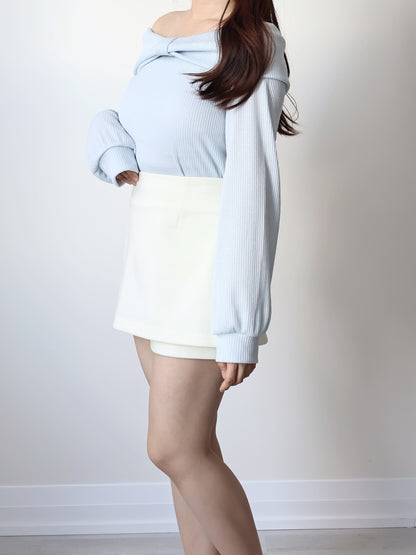 Wrinkle-Free Stretch Cotton A-Line Skort(Ivory)