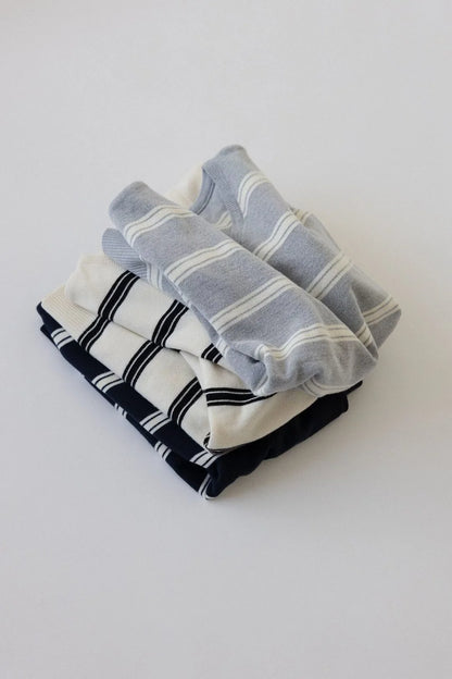 Relaxed V-Neck Striped Sweater(3 colors)
