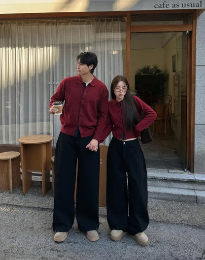 [Female] 5% Wool Color-Block Lapel Cardigan(4 colors)