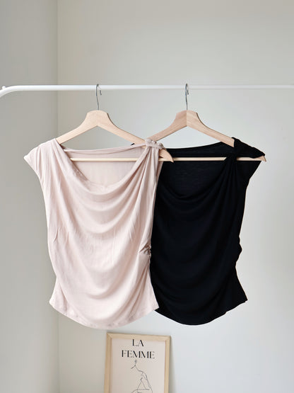 Silky-Cool Strap Modal Tee(Black)