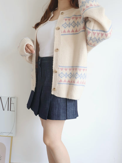 Jacquard Nordic Overfit Cardigan(Beige)