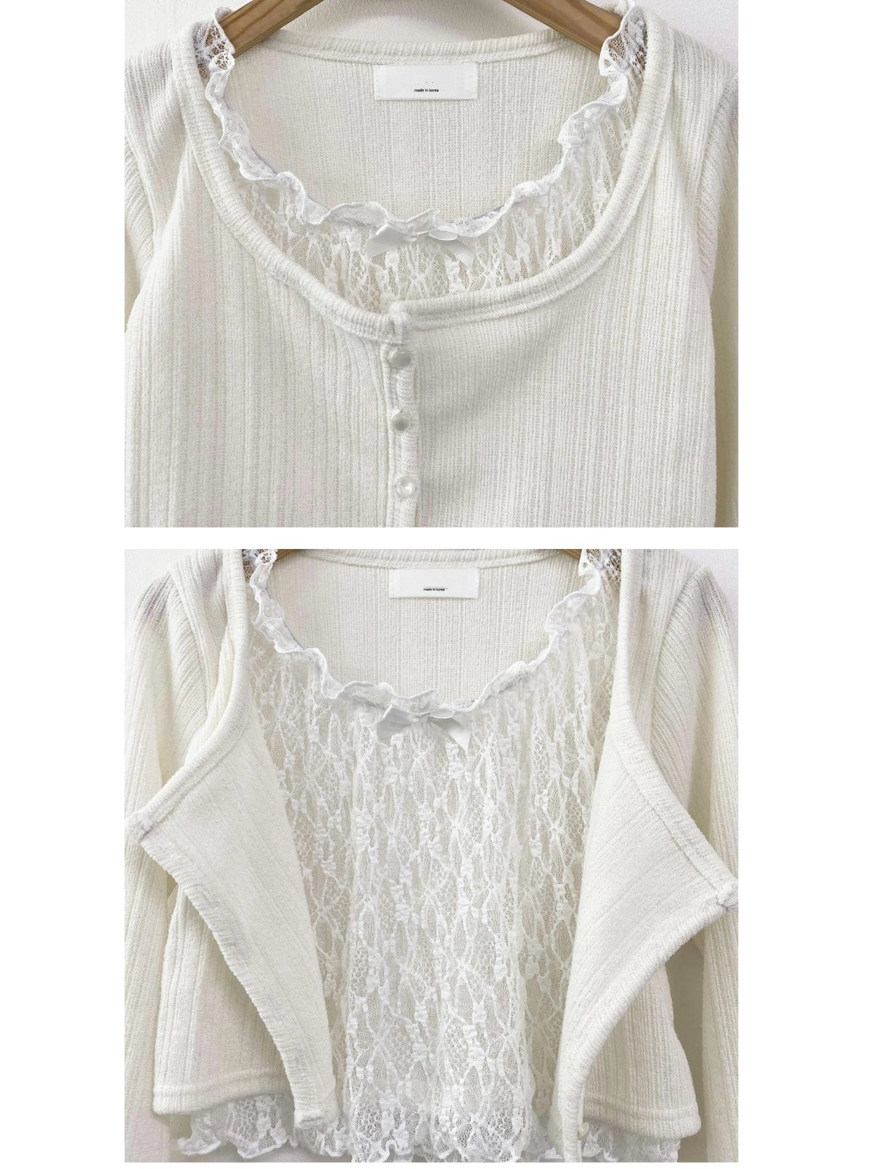 Balletcore Lace Faux-Layer Cropped Top(3 colors)