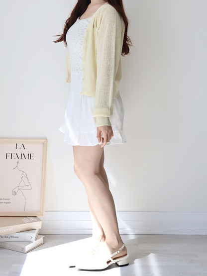 Pastel Pendant Lightweight Cool-Touch Knit Cardigan(Yellow)