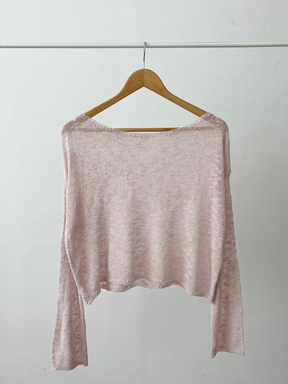 Dreamy Boat Neck Melange Sheer Sweater(4 colors)