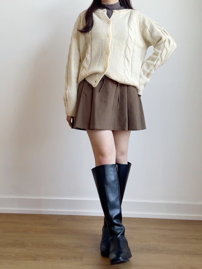 [10% WOOL] Danish Bread Twist Cardigan(Cream)