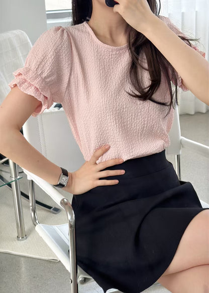 [Wrinkle-Free] Gentle Petal Sleeve Blouse(3 Colors)