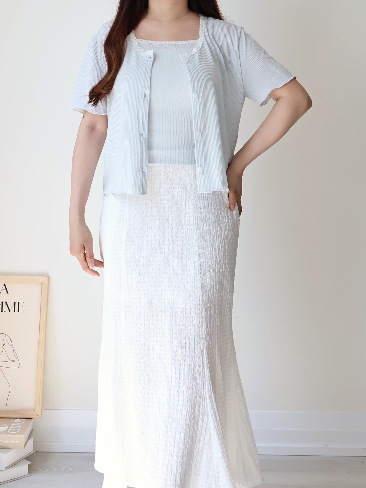 Ethereal Silk-Touch Modal Lace Trim Cami+cardigan Set(3 colors)