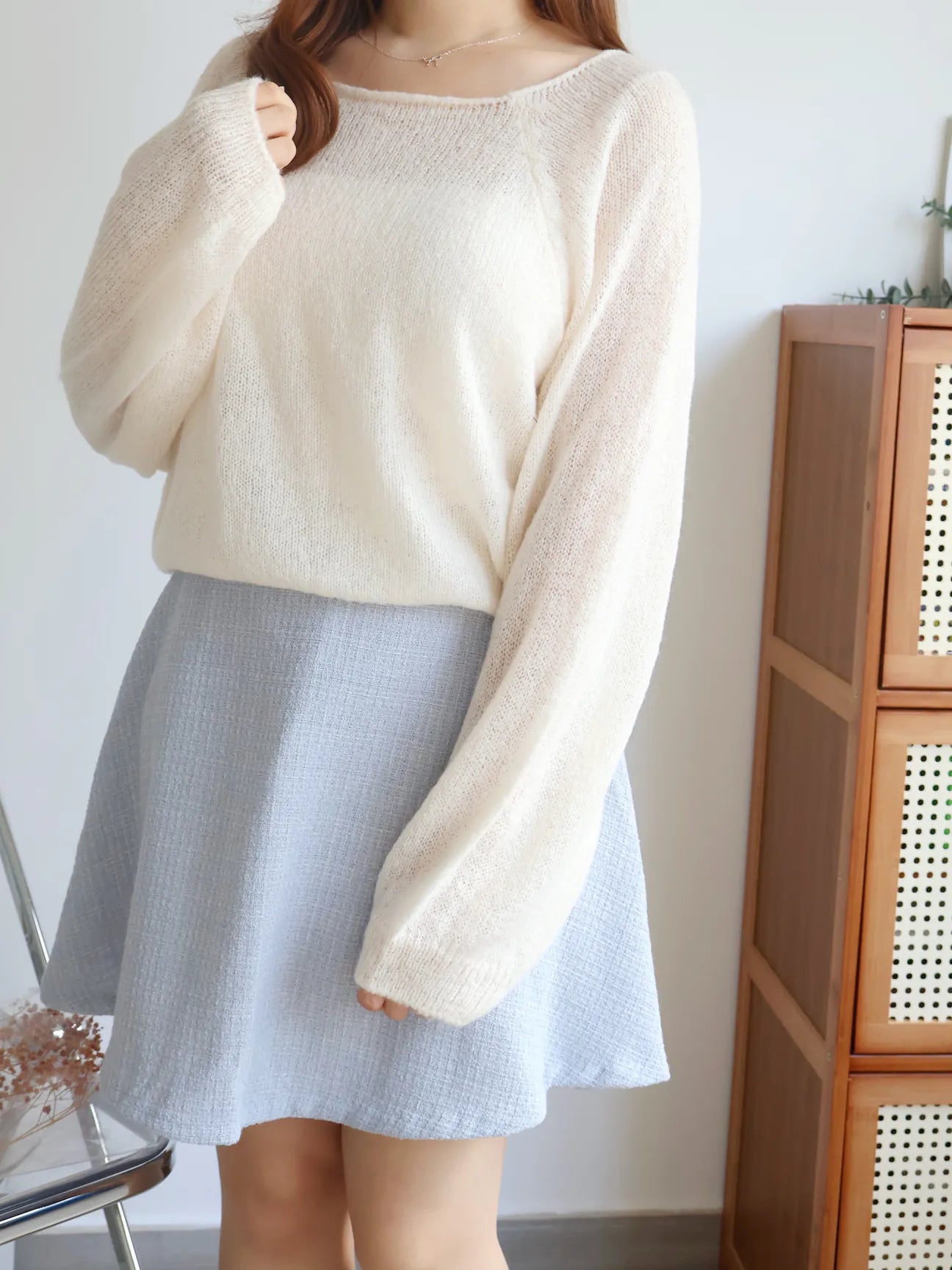[8% Mohair] Cloud-Light Soufflé Sweater(Cream)