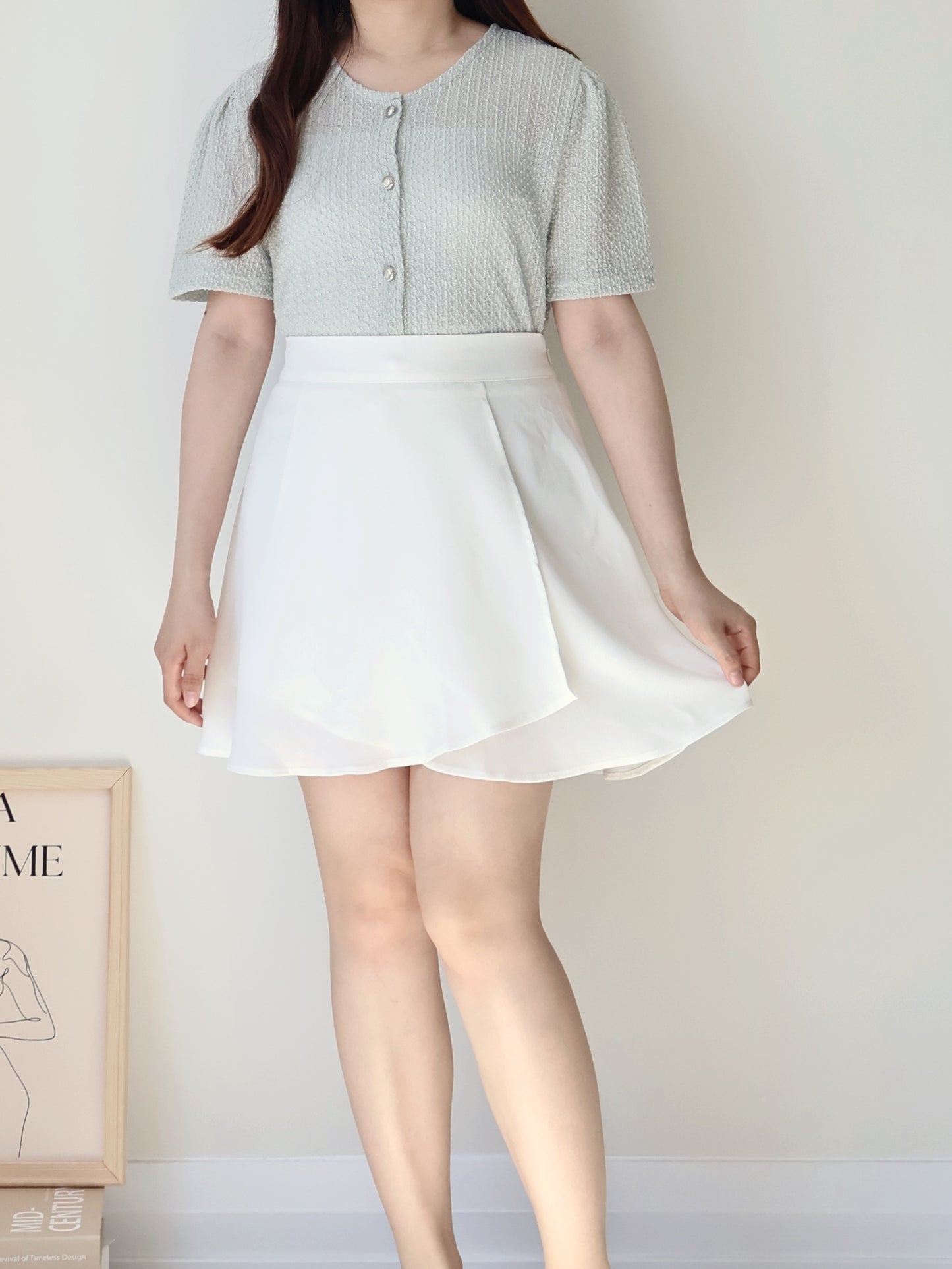2-Way Elegant Textured Snowflake Cardigan(Greyish Mint)