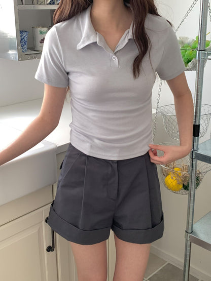 Basic Collared Button Top(3 Colors)